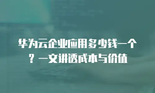 华为云企业应用多少钱一个？一文讲透成本与价值
