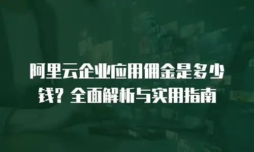 阿里云企业应用佣金是多少钱？全面解析与实用指南