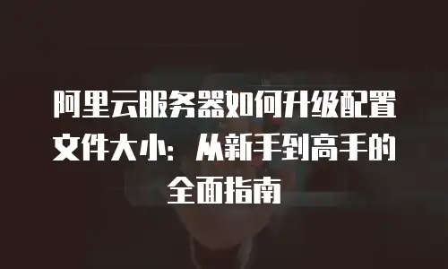 阿里云服务器如何升级配置文件大小：从新手到高手的全面指南