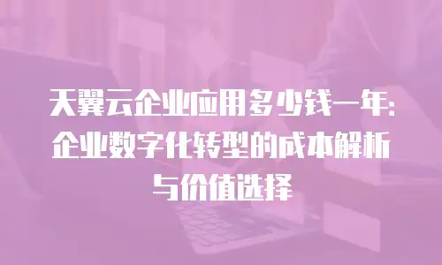 天翼云企业应用多少钱一年：企业数字化转型的成本解析与价值选择