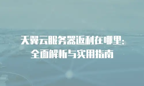天翼云服务器返利在哪里：全面解析与实用指南