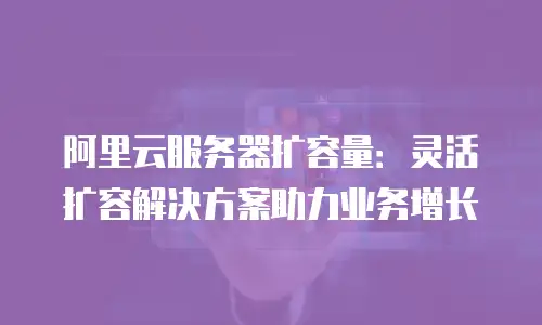 阿里云服务器扩容量：灵活扩容解决方案助力业务增长