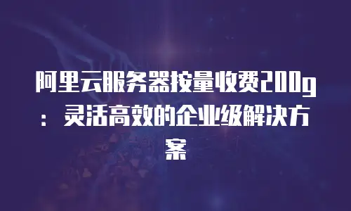 阿里云服务器按量收费200g：灵活高效的企业级解决方案
