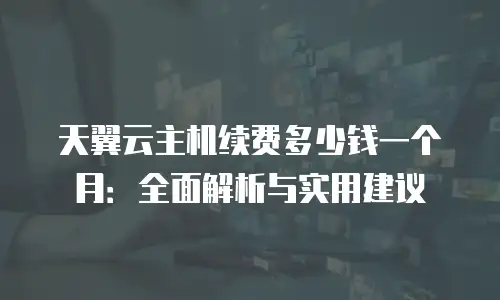 天翼云主机续费多少钱一个月：全面解析与实用建议
