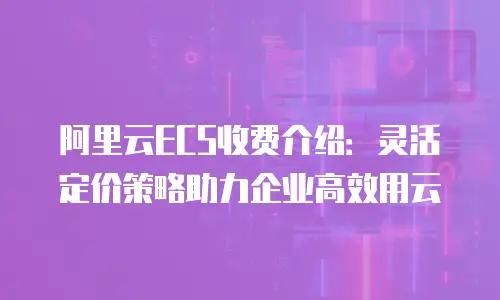 阿里云ECS收费介绍：灵活定价策略助力企业高效用云