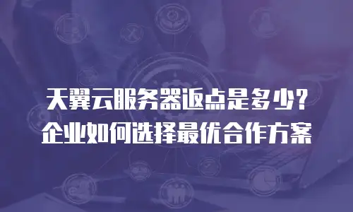 天翼云服务器返点是多少？企业如何选择最优合作方案
