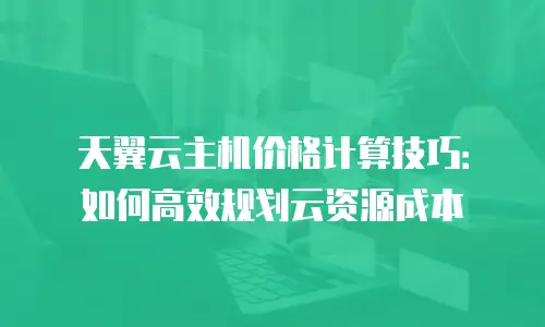 天翼云主机价格计算技巧：如何高效规划云资源成本