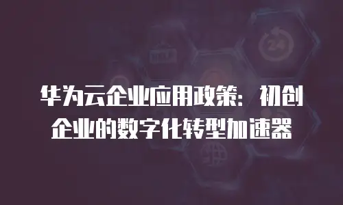 华为云企业应用政策：初创企业的数字化转型加速器