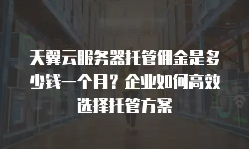 天翼云服务器托管佣金是多少钱一个月？企业如何高效选择托管方案