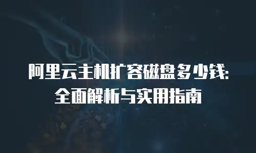 阿里云主机扩容磁盘多少钱：全面解析与实用指南