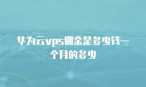 华为云vps佣金是多少钱一个月的多少