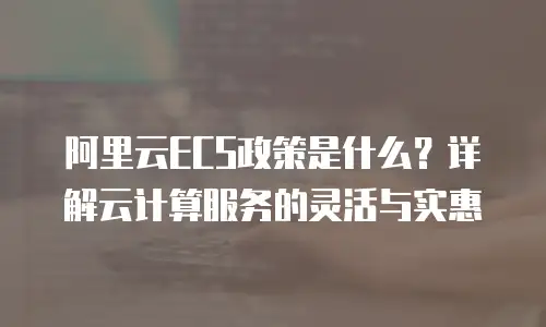 阿里云ECS政策是什么？详解云计算服务的灵活与实惠