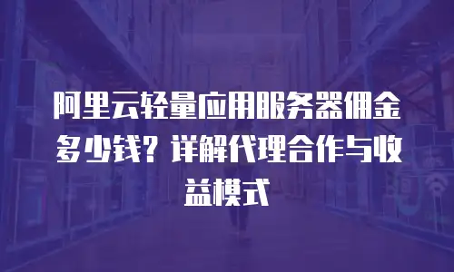 阿里云轻量应用服务器佣金多少钱？详解代理合作与收益模式