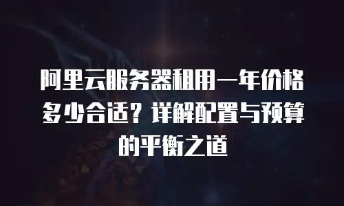 阿里云服务器租用一年价格多少合适？详解配置与预算的平衡之道