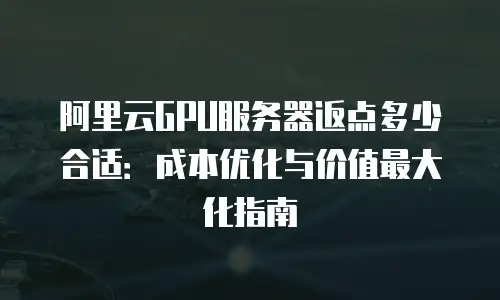 阿里云GPU服务器返点多少合适：成本优化与价值最大化指南