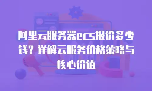 阿里云服务器ecs报价多少钱？详解云服务价格策略与核心价值