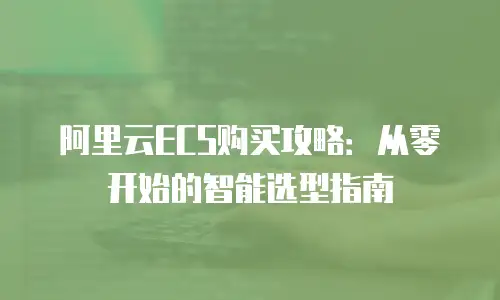 阿里云ECS购买攻略：从零开始的智能选型指南