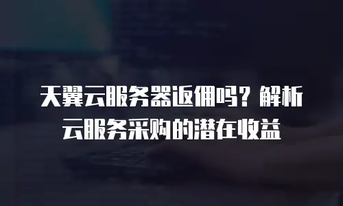 天翼云服务器返佣吗？解析云服务采购的潜在收益