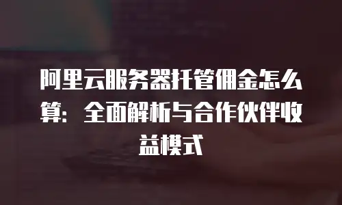 阿里云服务器托管佣金怎么算：全面解析与合作伙伴收益模式