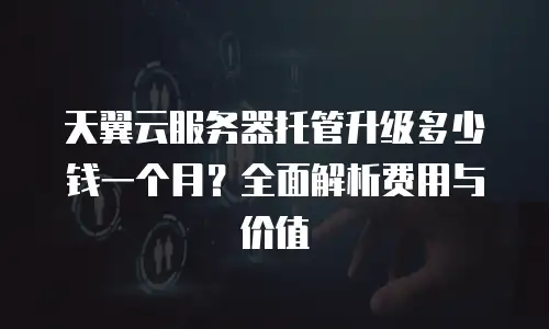 天翼云服务器托管升级多少钱一个月？全面解析费用与价值