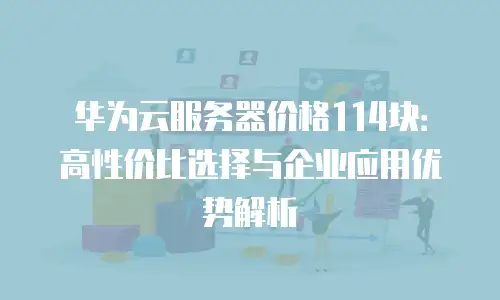 华为云服务器价格114块：高性价比选择与企业应用优势解析