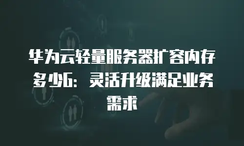 华为云轻量服务器扩容内存多少G：灵活升级满足业务需求