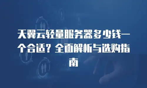 天翼云轻量服务器多少钱一个合适？全面解析与选购指南