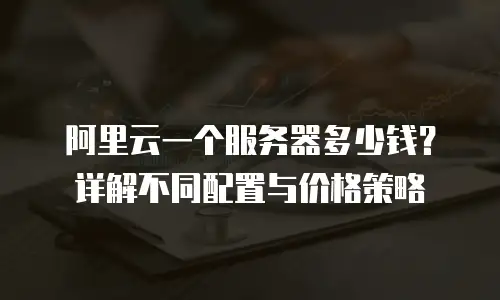 阿里云一个服务器多少钱？详解不同配置与价格策略