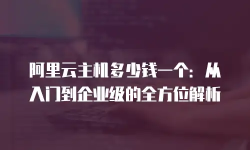 阿里云主机多少钱一个：从入门到企业级的全方位解析