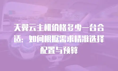 天翼云主机价格多少一台合适：如何根据需求精准选择配置与预算