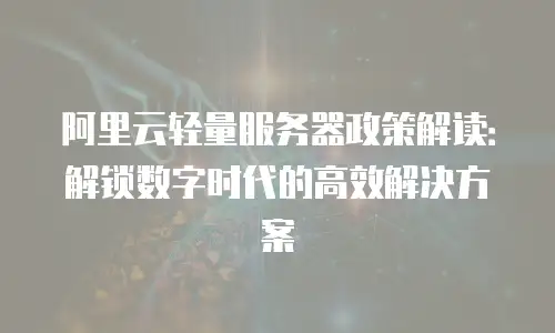 阿里云轻量服务器政策解读：解锁数字时代的高效解决方案