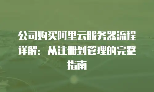 公司购买阿里云服务器流程详解：从注册到管理的完整指南