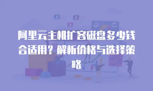 阿里云主机扩容磁盘多少钱合适用？解析价格与选择策略