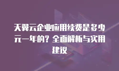 天翼云企业应用续费是多少元一年的？全面解析与实用建议