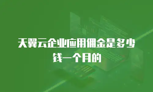 天翼云企业应用佣金是多少钱一个月的