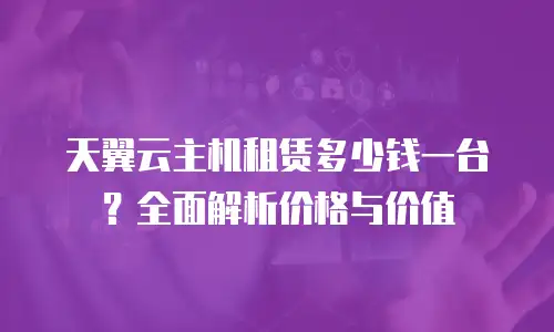 天翼云主机租赁多少钱一台？全面解析价格与价值