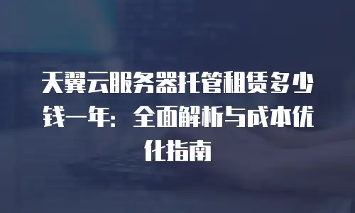 天翼云服务器托管租赁多少钱一年：全面解析与成本优化指南