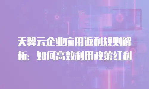 天翼云企业应用返利规则解析：如何高效利用政策红利