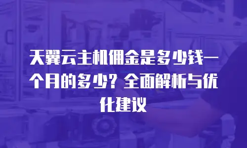 天翼云主机佣金是多少钱一个月的多少？全面解析与优化建议