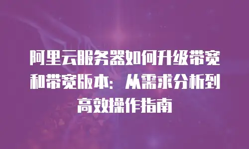 阿里云服务器如何升级带宽和带宽版本：从需求分析到高效操作指南