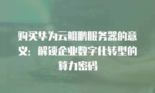 购买华为云鲲鹏服务器的意义：解锁企业数字化转型的算力密码