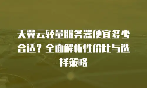 天翼云轻量服务器便宜多少合适？全面解析性价比与选择策略