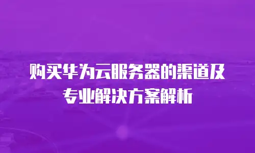 购买华为云服务器的渠道及专业解决方案解析