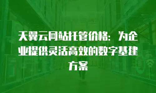 天翼云网站托管价格：为企业提供灵活高效的数字基建方案