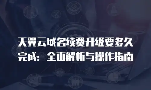 天翼云域名续费升级要多久完成：全面解析与操作指南