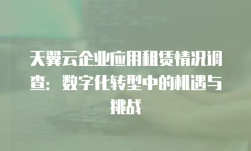 天翼云企业应用租赁情况调查：数字化转型中的机遇与挑战