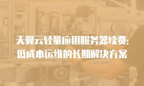 天翼云轻量应用服务器续费：低成本运维的长期解决方案