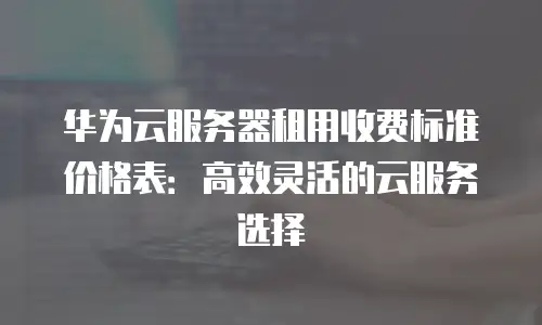 华为云服务器租用收费标准价格表：高效灵活的云服务选择