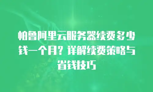 帕鲁阿里云服务器续费多少钱一个月？详解续费策略与省钱技巧