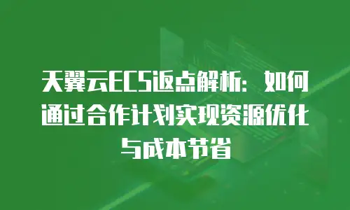 天翼云ECS返点解析：如何通过合作计划实现资源优化与成本节省